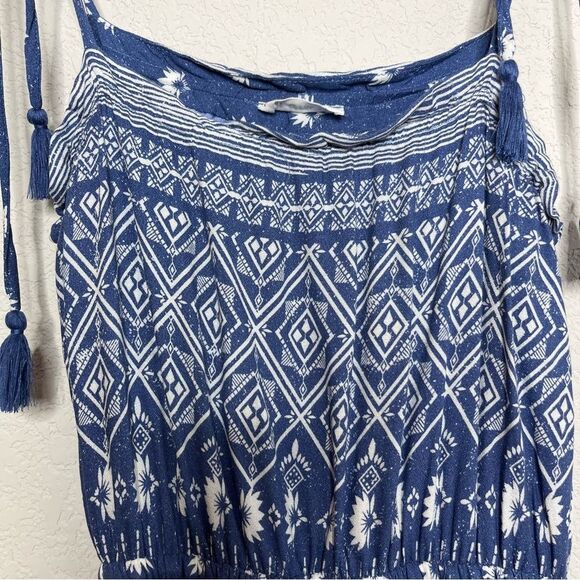 In Loom‎ Maxi Dress Small Bohemian Southwestern Daisy Floral Print Blue White - Picture 3 of 10